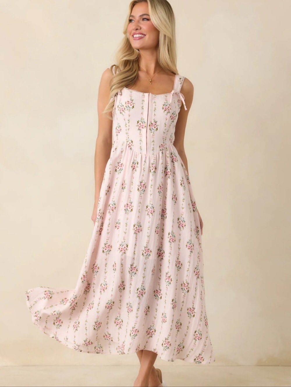 🌿🍒 NWT Blu Pepper Lace Trim Corset Fit And Flare Midi Dress Size M 🍒🌿